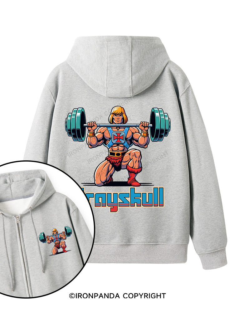 grayskull he man weightliting Double-Sided Printed Fleece Zip Up Hoodie