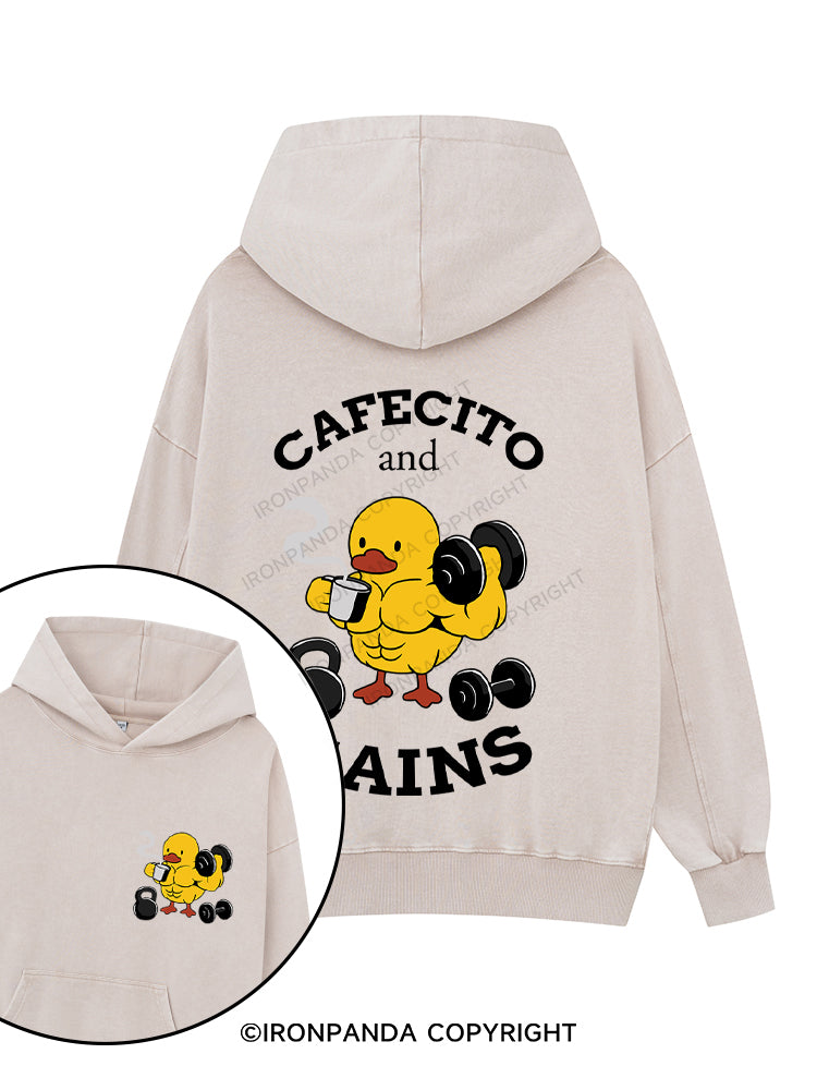 CAFECITO AND GAINS Printed Washed Gym Hoodie