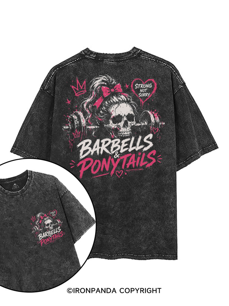 BARBELLS & PONYTAILS STRONG NOT SORRY printed Gym Shirt