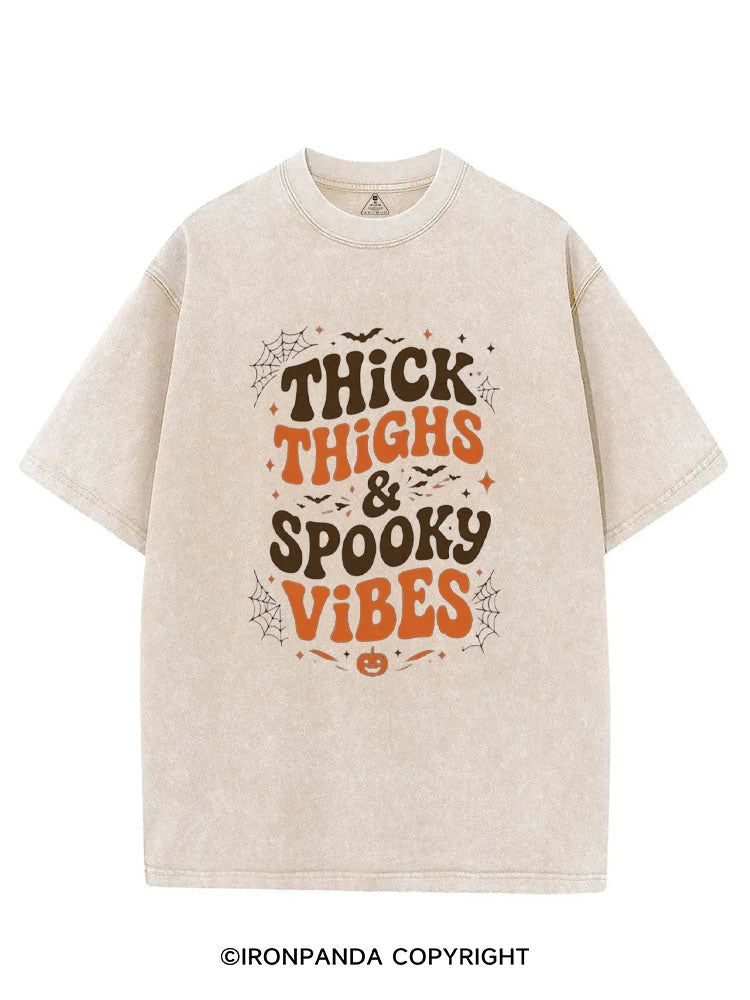 Thick Thighs And Spooky Vibes Skeleton Halloween VINTAGE GYM SHIRT