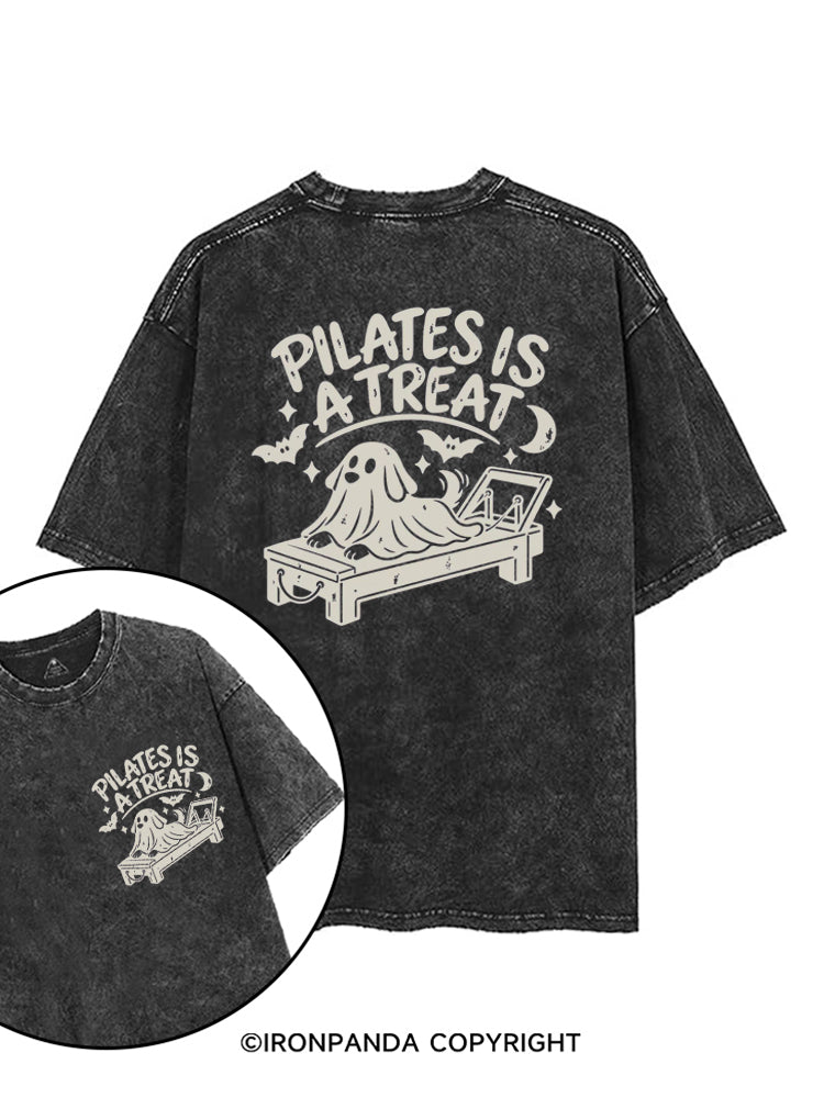 Pilates Is a Treat Ghost Dog printed Gym Shirt
