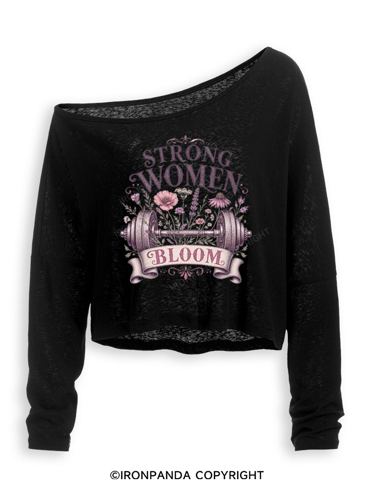 STRONG WOMEN BLOOM Off Shoulder Long Sleeve Crop Top