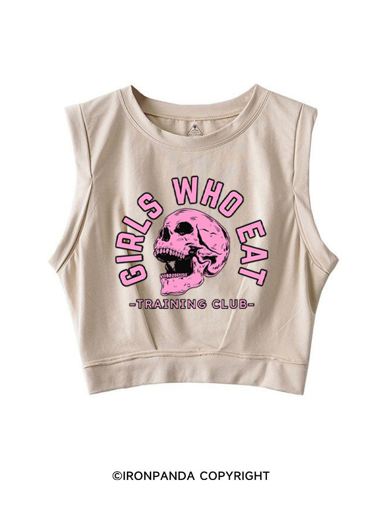 Girls Who Eat Skeleton Weightlifting SLEEVELESS CROP TOPS