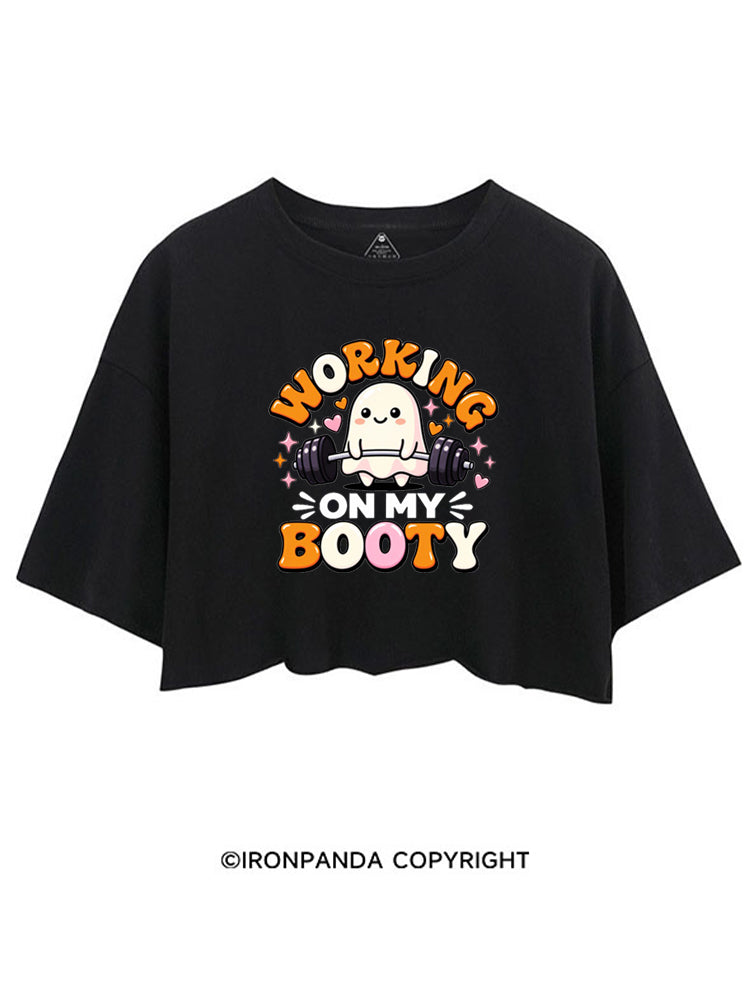 WORKING ON MY BOOTY FUNNY GHOST HALLOWEEN CROP TOPS