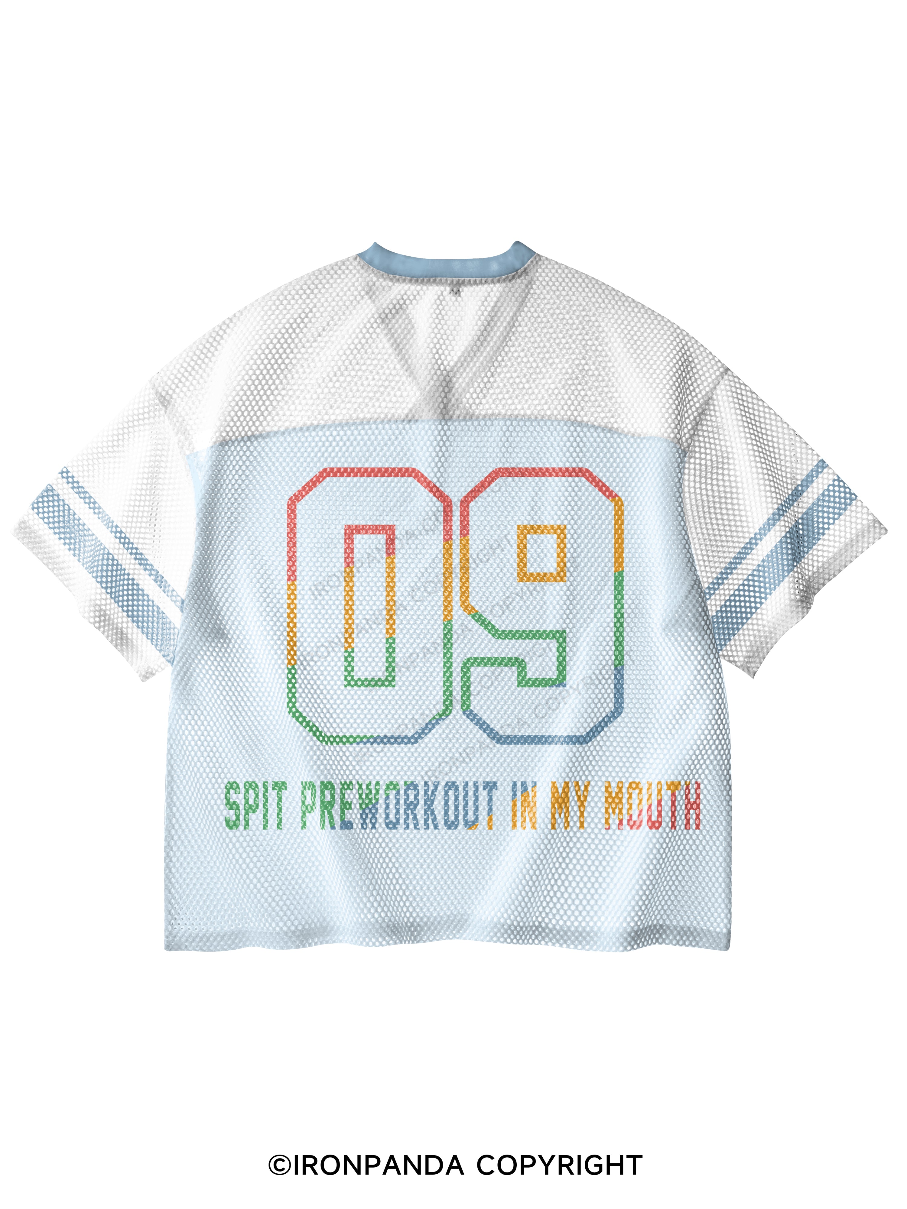 Spit Preworkout In My Mouth Word V-Neck Open Hole Mesh Top