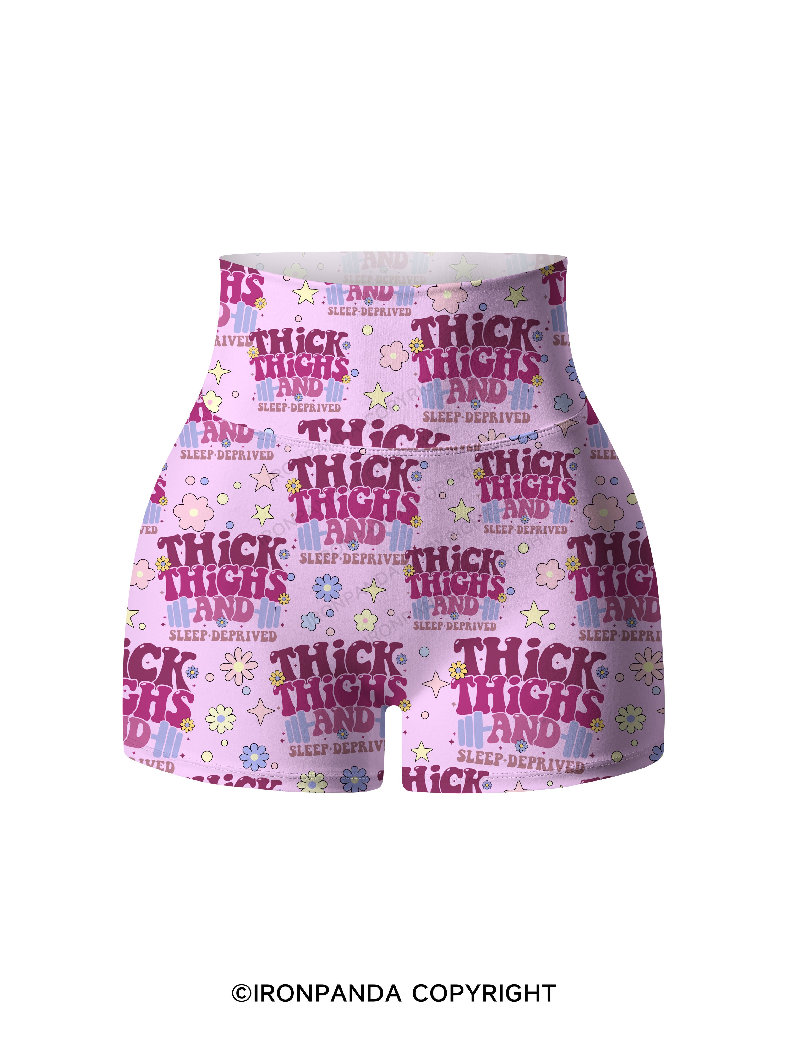 Thick Thighs And Sleep Deprived Printed Yoga Shorts