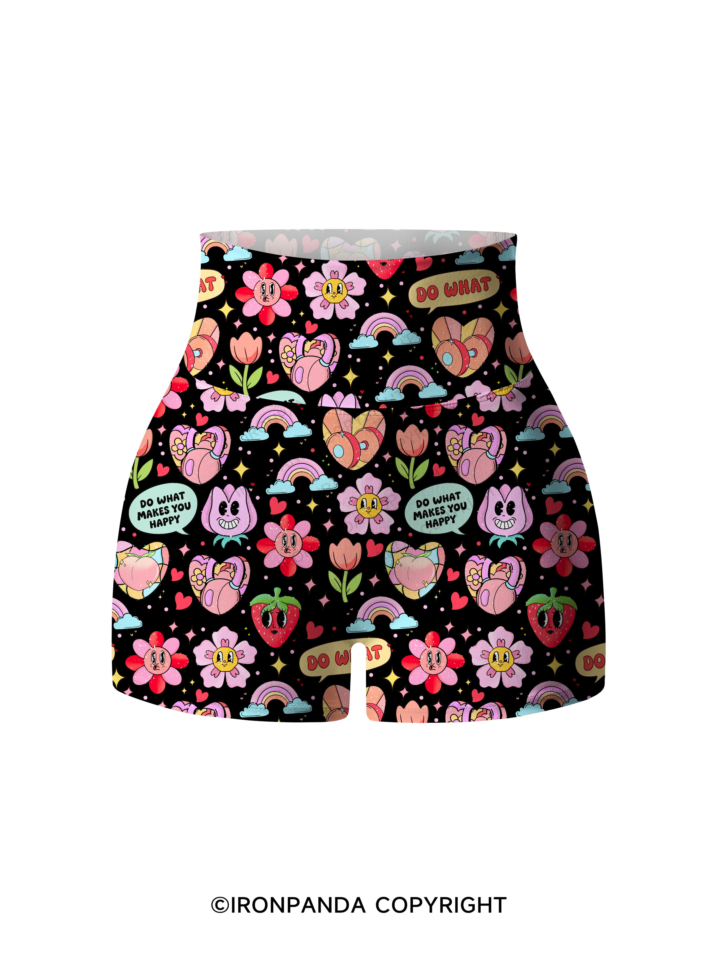 do what makes you happy Printed Yoga Shorts