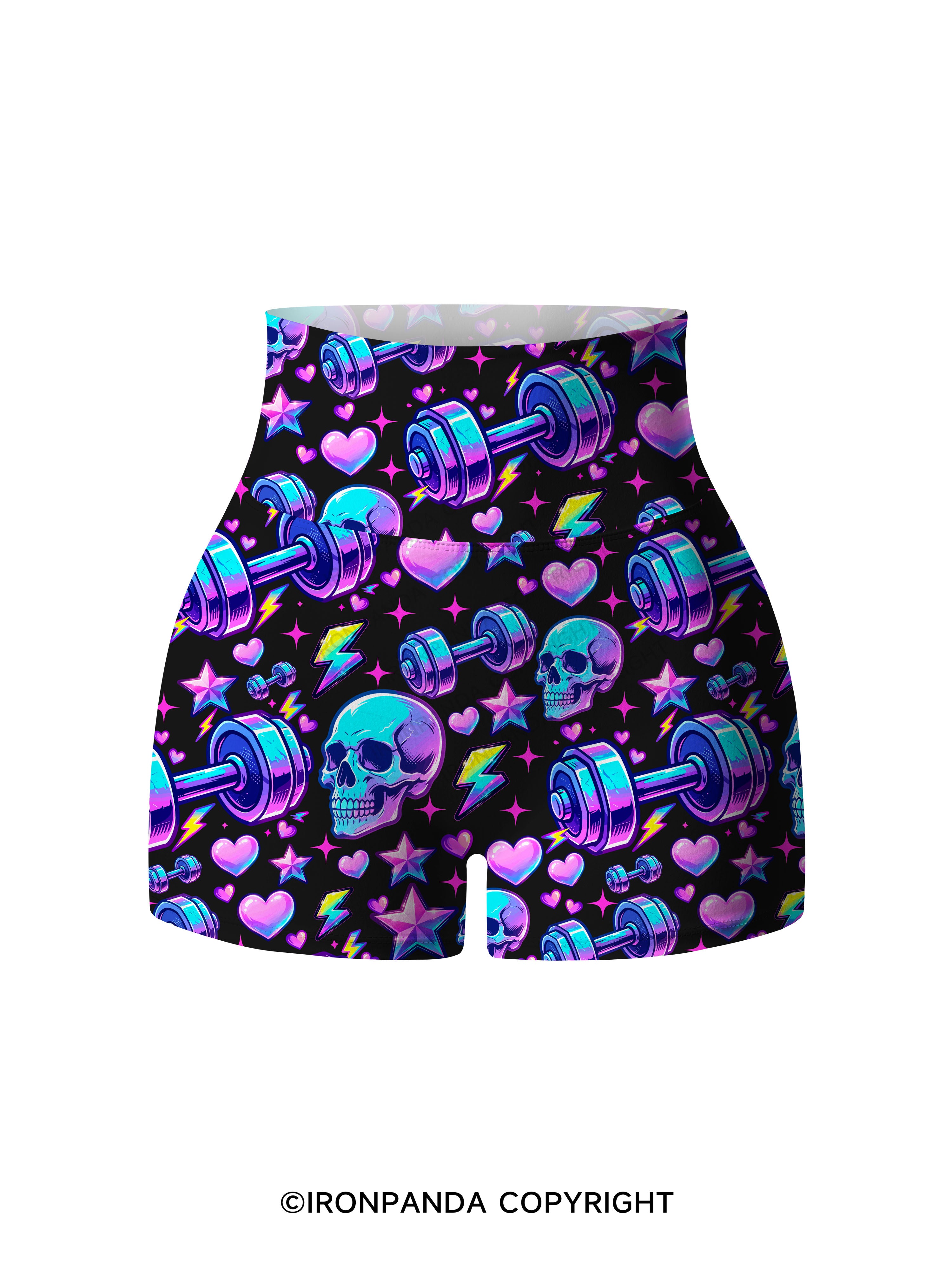 Weightlifting Skull Printed Yoga Shorts
