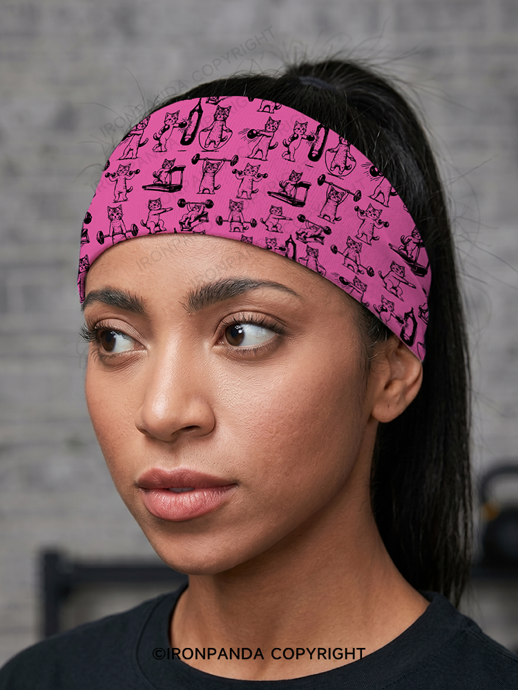 Fitness Kittens Who Love Lifting Weights Gym Headband