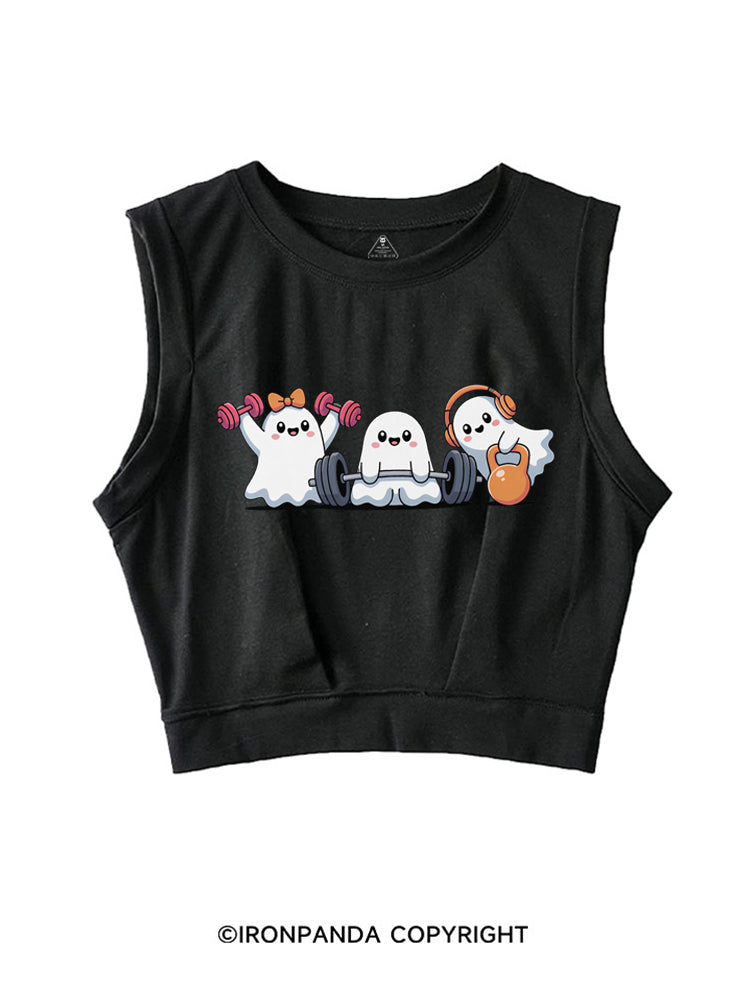 WEIGHTLIFTING SPOOKY FUNNY GYM SLEEVELESS CROP TOPS