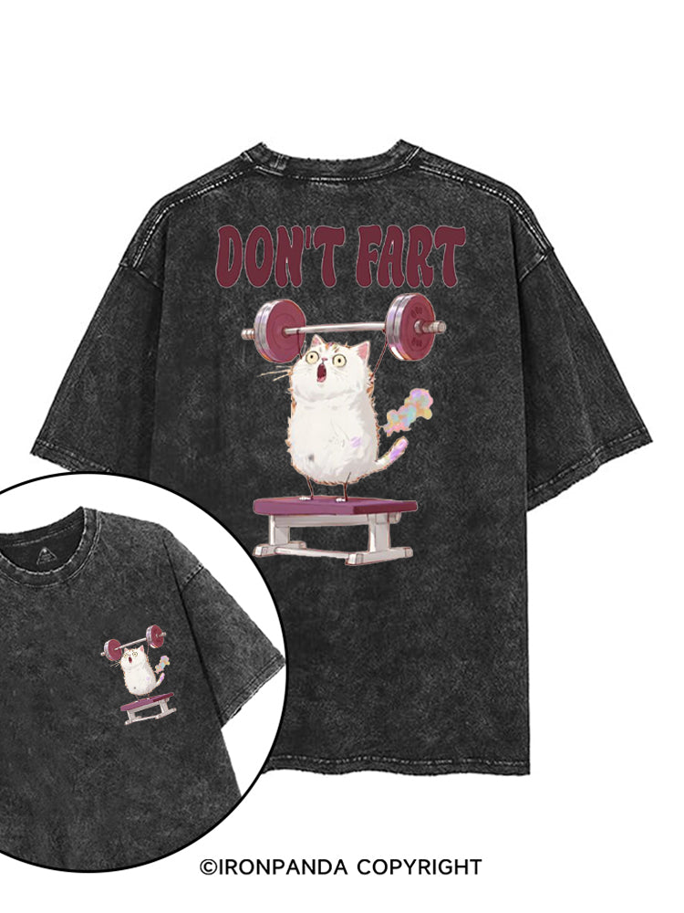 DON'T FART CUTE FUNNY KITTY printed Gym Shirt