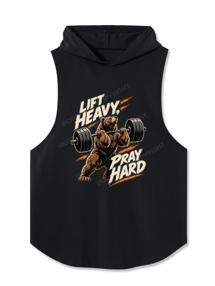 Lift Heavy Pray Hard Bear Hooded Tank