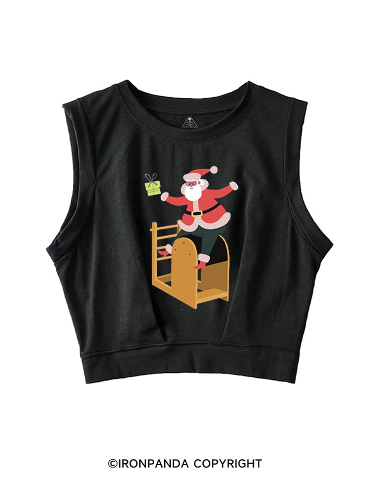 CHRISTMAS SANTA CLAUS PILATES SLEEVELESS CROP TOPS