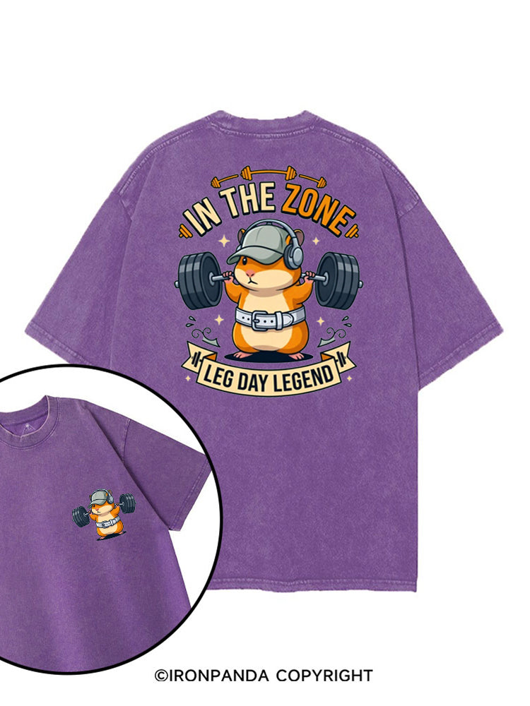 IN THE ZONE LEG DAY LEGEND HAMSTER printed Gym Shirt