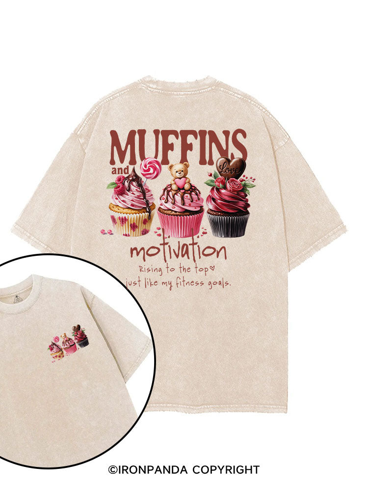 MUFFINS AND MOTIVATION printed Gym Shirt