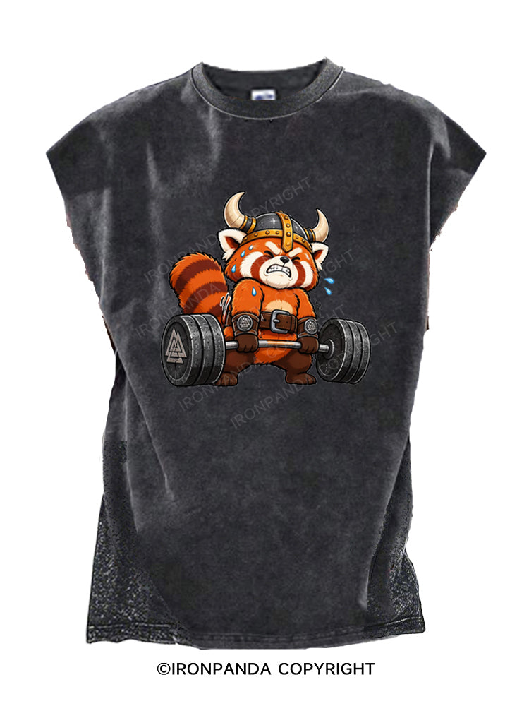 Cute Red Panda Viking Cut Off Tank