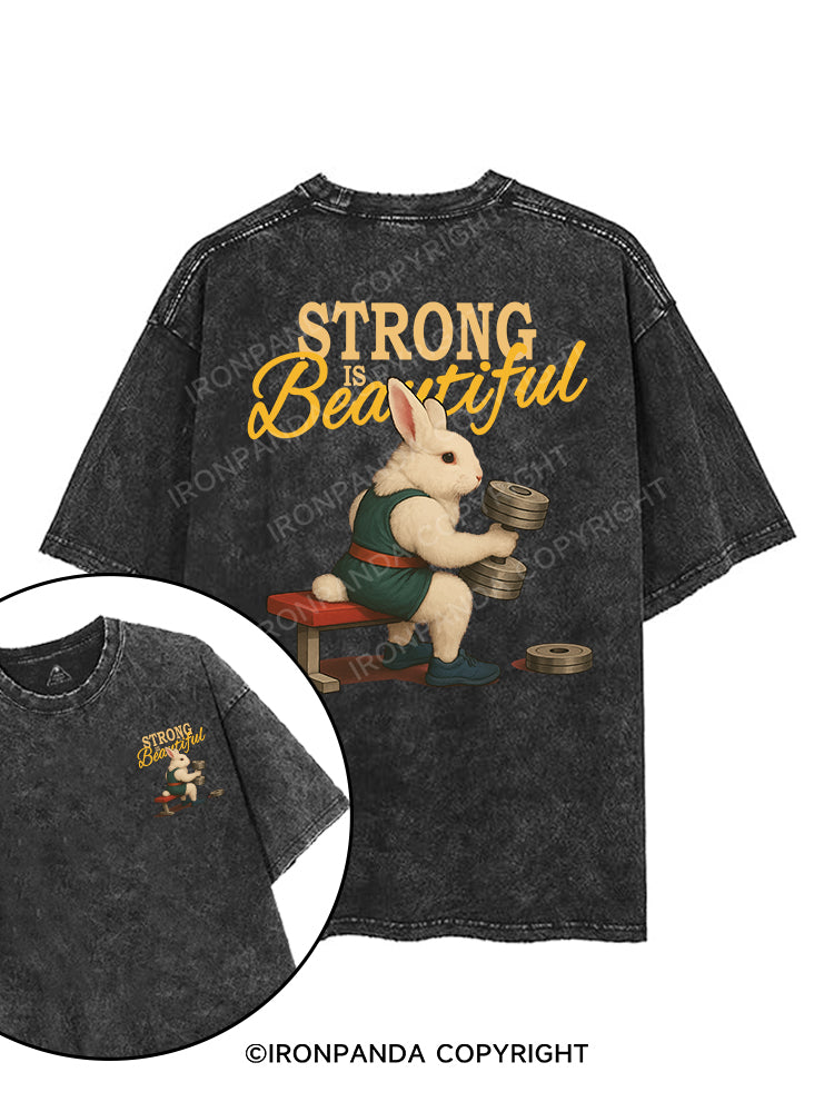 STRONG IS BEAUTIFUL printed Gym Shirt