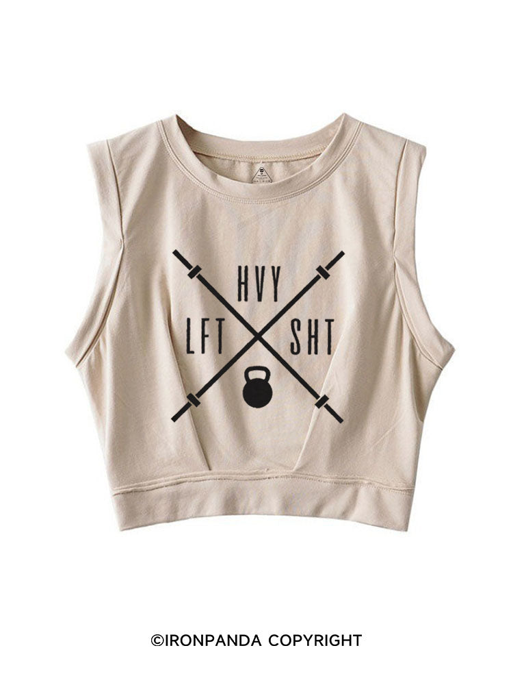 HVY LFT SHT FUNNY WEIGHTLIFTING SLEEVELESS CROP TOPS