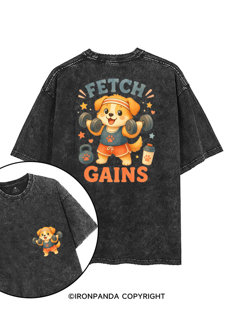 FETCH GAINS GYM DOG printed Gym Shirt