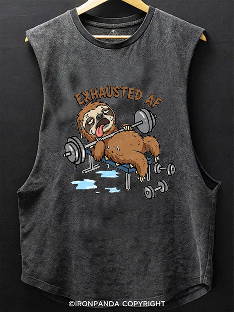 Exhausted Sloth Workout Scoop Bottom Cotton Tank