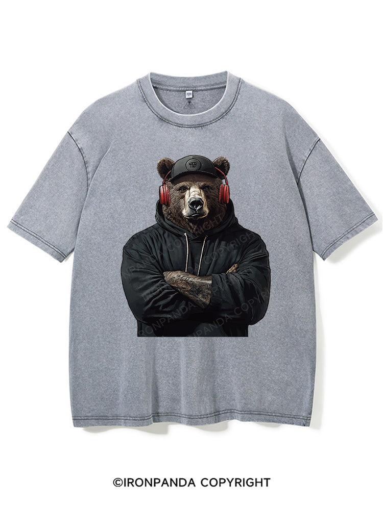Bear with headphones Washed Gym Shirt