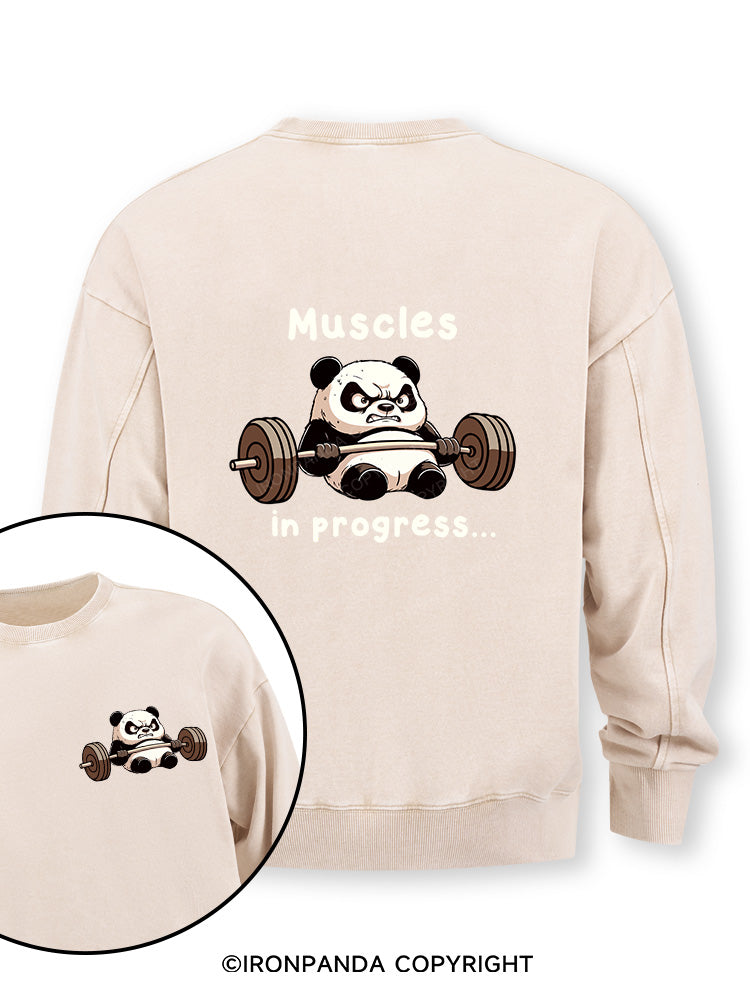 muscles in progress Double-Sided Printed Washed Sweatshirt