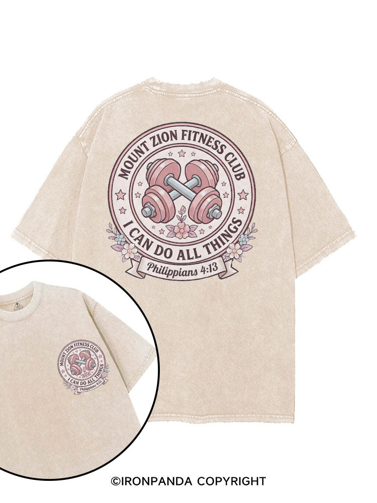 MOUNT ZION FITNESS CLUB I CAN DO ALL THINGS printed Gym Shirt