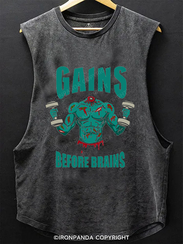 Gains Before Brains Scoop Bottom Cotton Tank
