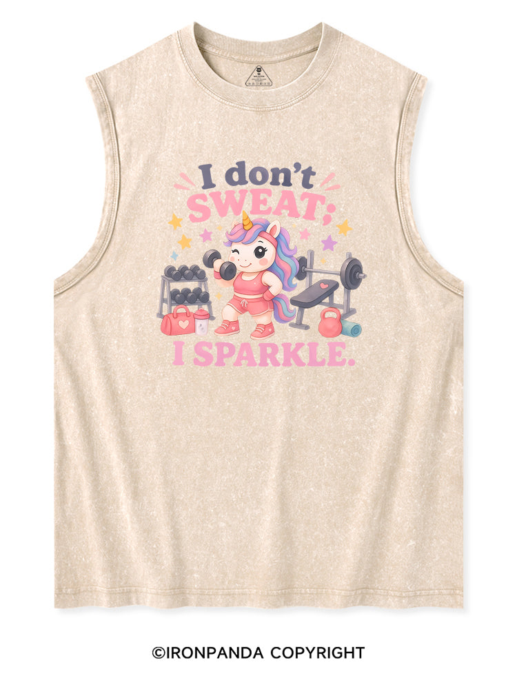 I DON'T SWEAT I SPARKLE SWEATY UNICORN Washed Tank