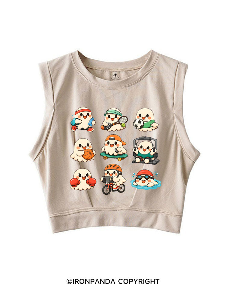 CUTE GHOST SPORTS SLEEVELESS CROP TOPS