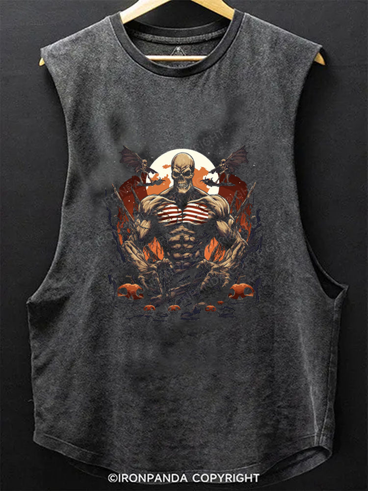 Scary Beast Creepy Swole Halloween Gains Scoop Bottom Cotton Tank
