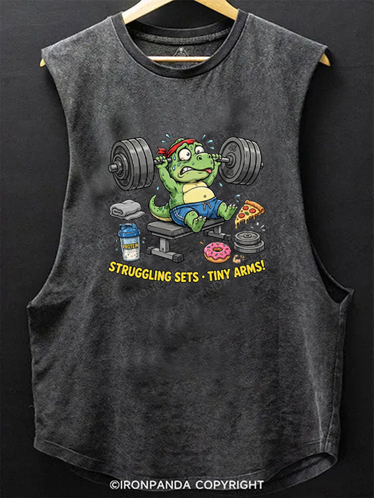 Funny T-Rex Struggling Sets Tiny Arms Scoop Bottom Cotton Tank