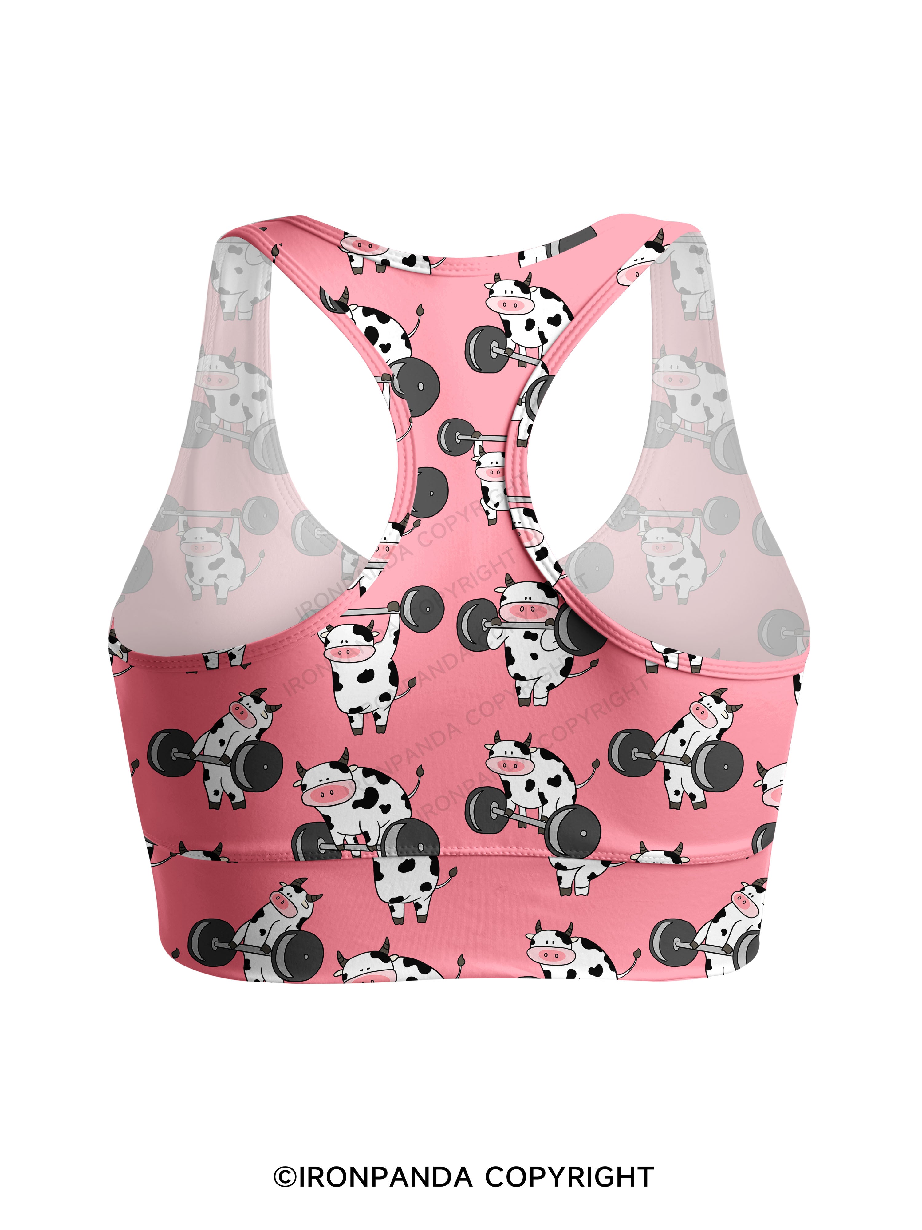 Ironpanda Lift Heavy Dairy Cow Racerback Sports Bra