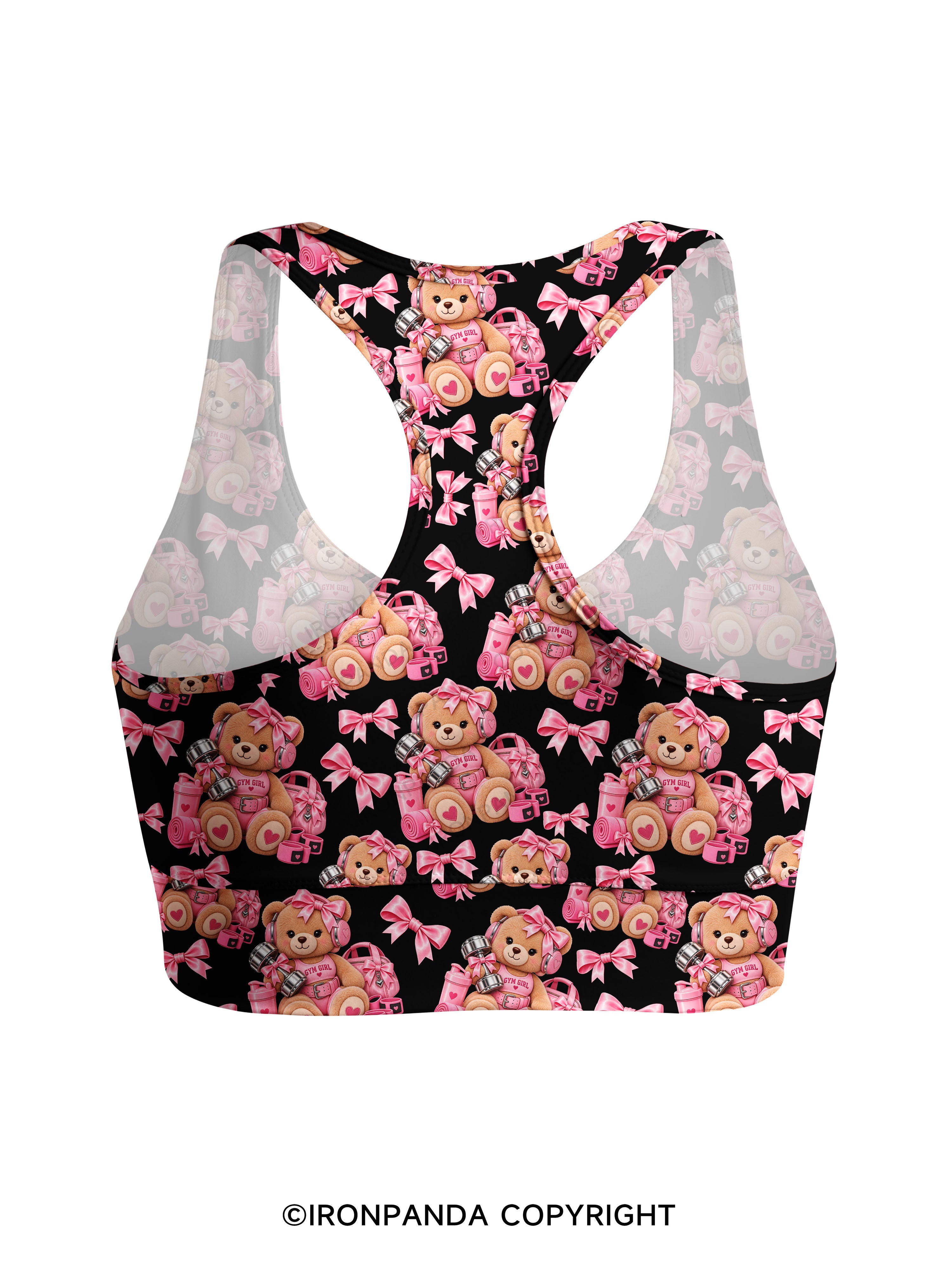 GYM GIRLIE TEDDY BEAR Racerback Sports Bra