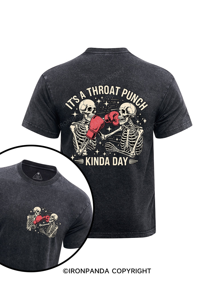 It's A Throat Punch Kinda Day Printed Washed Gym Shirt