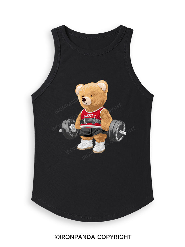 EXERCISE BEAR Fitted Tank Top