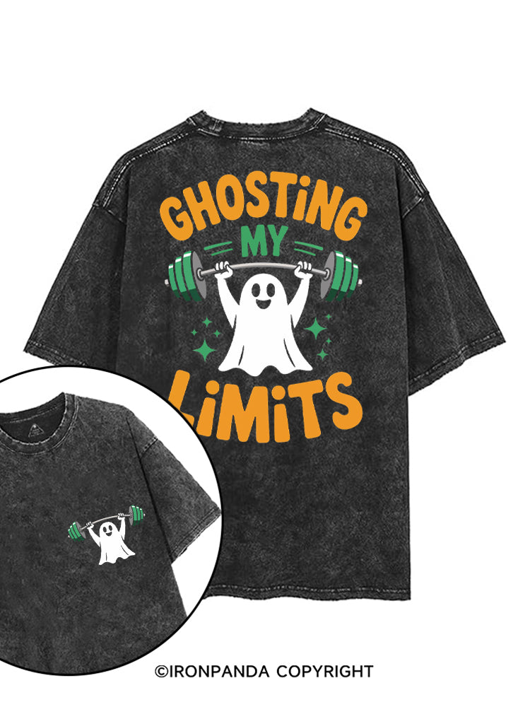 GHOSTING MY LIMITS printed Gym Shirt