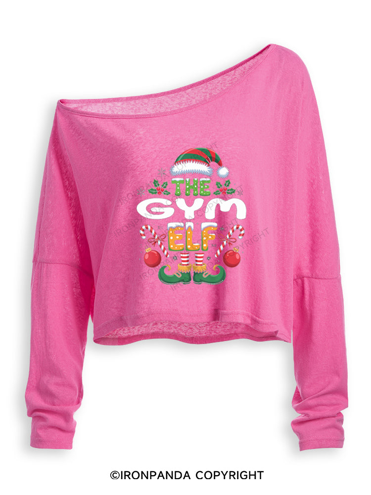THE GYM ELF Off Shoulder Long Sleeve Crop Top