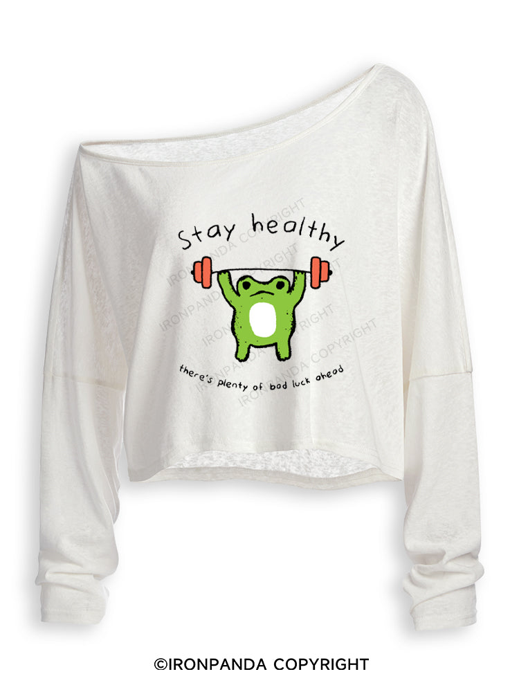 Stay Healthy Off Shoulder Long Sleeve Crop Top