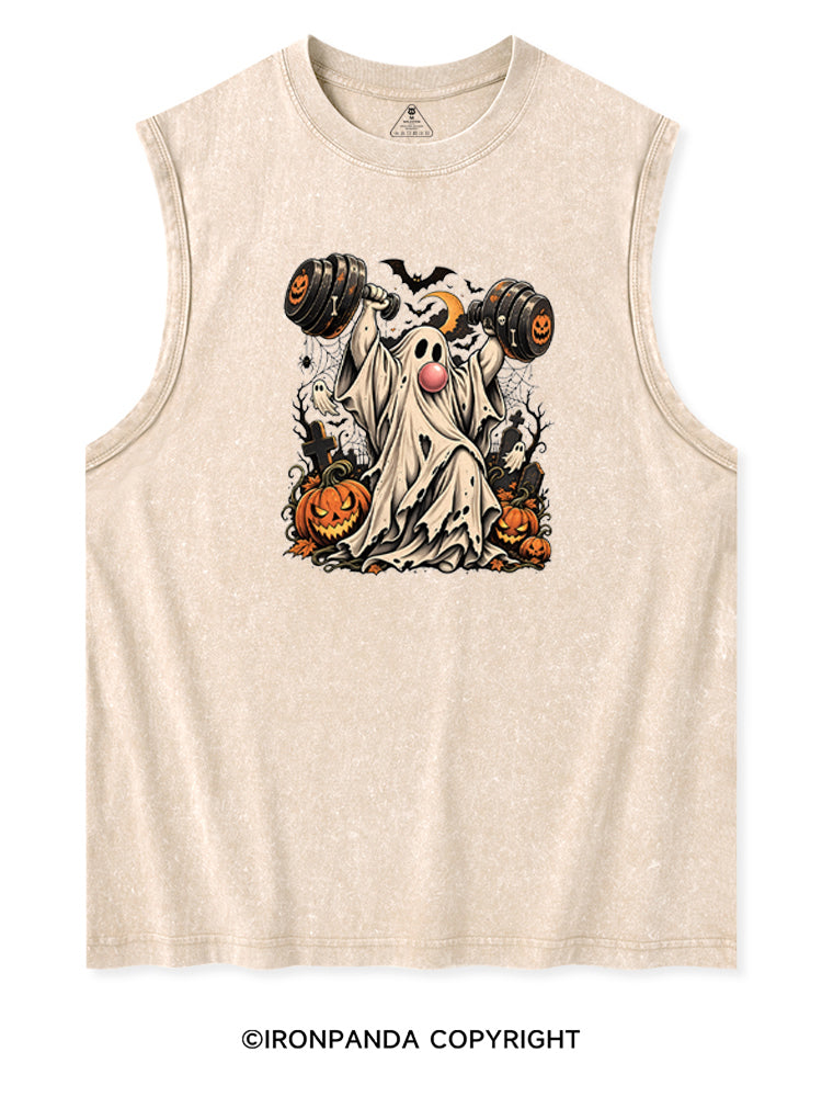 VINTAGE GHOST GYM WEIGHTLIFTING Washed Tank