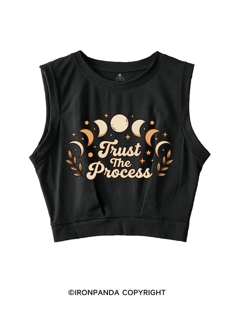 TRUST THE PROCESS MOON SLEEVELESS CROP TOPS