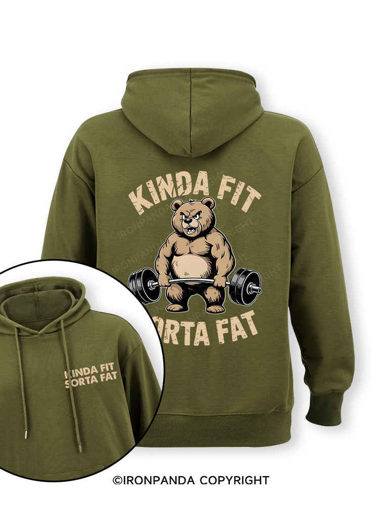 KINDA FIT SORTA FAT BEAR WEIGHTLIFTING Double-Sided Printed Classic Gym Hoodie
