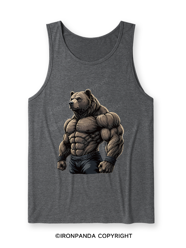 Muscular Bear Bodybuilder Performance Ultra Soft Heather Tank