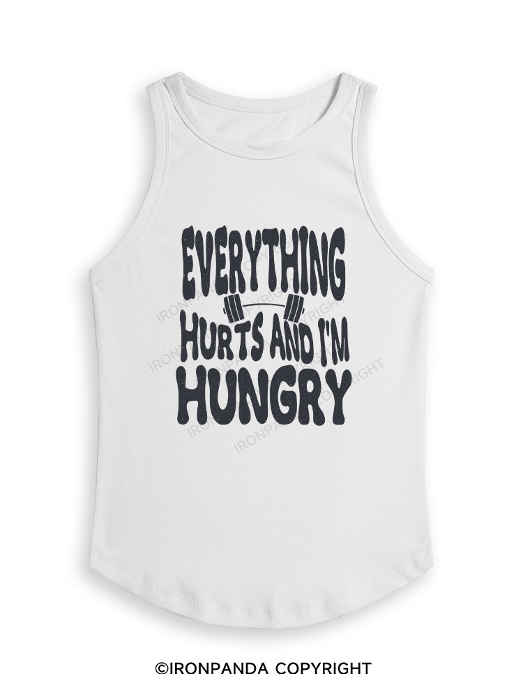 Everything Hurts And I'm Hungry Letter Fitted Tank Top