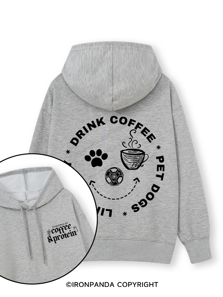 Lift Heavy, Drink Coffee, Pet Dogs Double-Sided Printed Classic Gym Hoodie