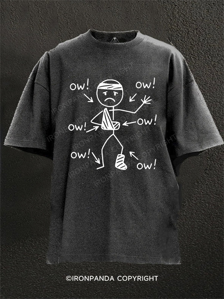 Funny Meme Ow Ow Ow Everything Hurts Washed Gym Shirt