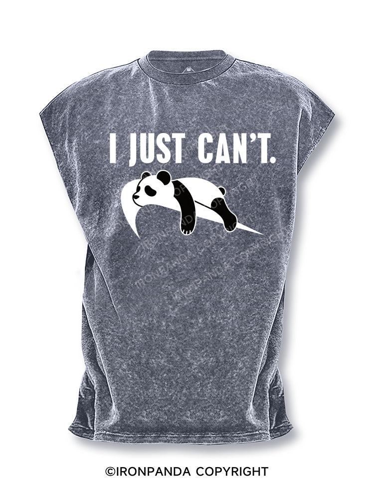 I just can't lazy Funny Cut Off Tank