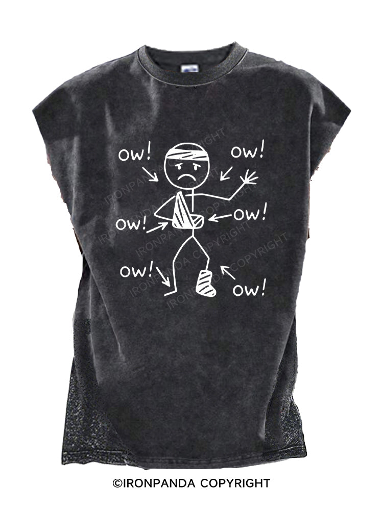 Funny Meme Ow Ow Ow Everything Hurts Cut Off Tank