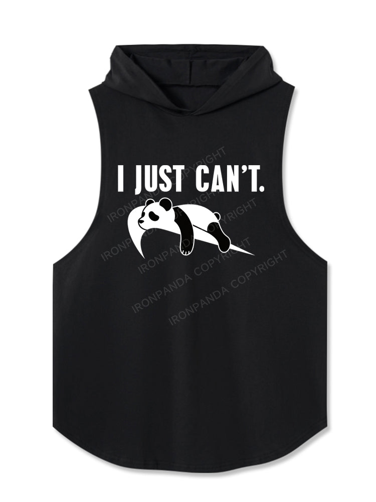 I just can't lazy Funny Hooded Tank