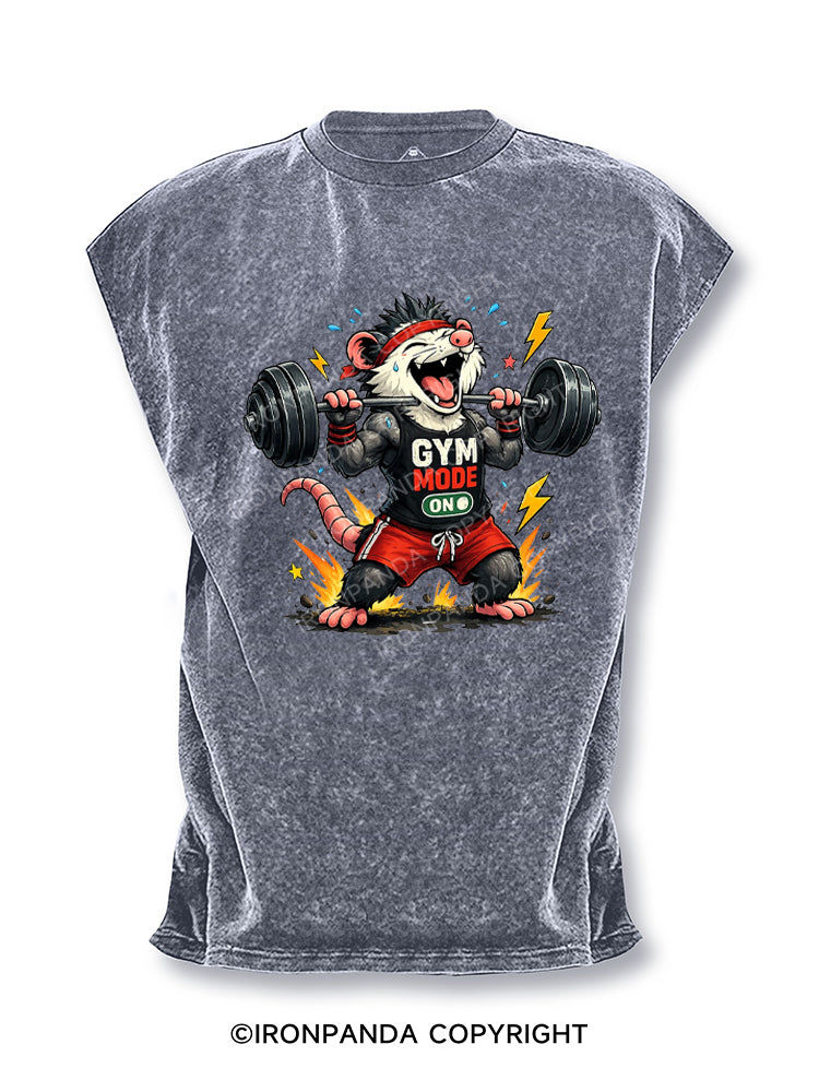 Crazy Workout Animal Gym Mode Funny Opossum Cut Off Tank